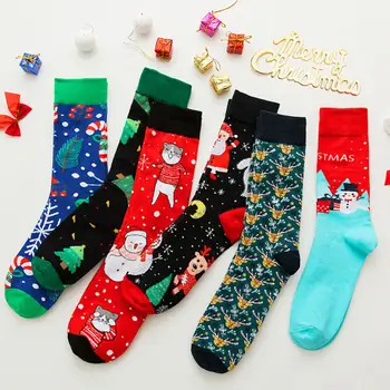 

Christmas Socks Women Men Gift Santa Claus Deer Warm Winter Xmas Funny Men Socks 2019 Hot Fashion Mens Santa Crew Sock