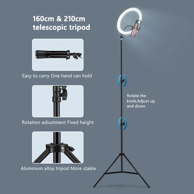 Selfie Ring Light Photography Led Rim Of Lamp With Mobile Holder Support Tripod Stand Ringlight For Live Video Streaming 5
