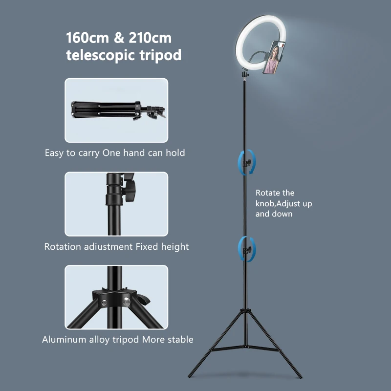 Led Selfie Ring Light com Suporte Móvel Aro de Lâmpada Suporte para Tripé Ringlight para Transmissão de Vídeo ao Vivo Fotografia - Image 2
