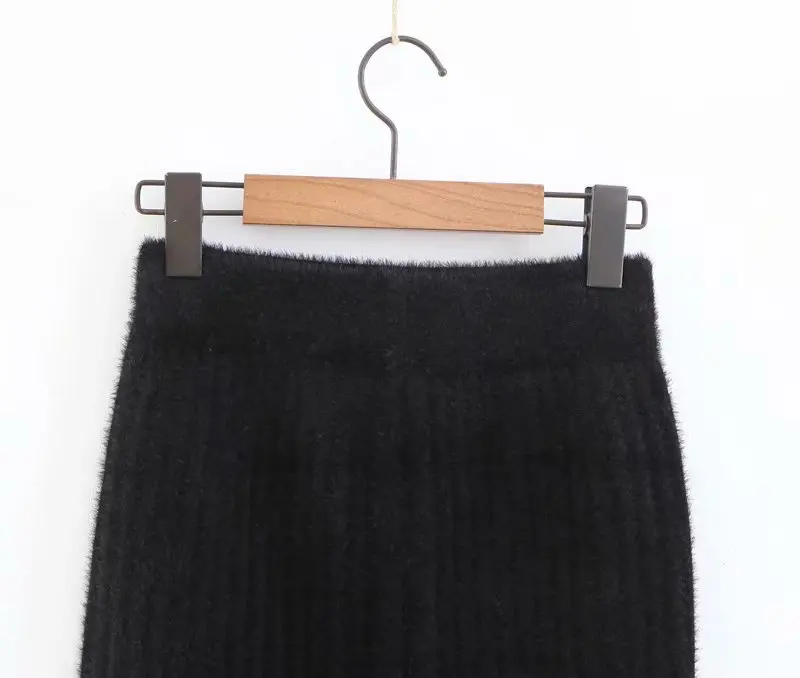

Knitted Skirt Women's Autumn & Winter New Style Mid-length Skirt Slit One-step Skirt Slimming Straight-Cut Thick