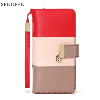 

SENDEFN RFID Blocking Women Wallets Long Zipper Hasp Large Capacity Female Clutch Purse Phone Wallet