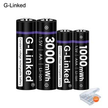 Aa + aaa recarregável aa 1.5v 3000mwh/1.5v aaa 1000mwh li-ion bateria lanterna brinquedos relógio mp3 player 1.5v bateria de lítio aa
