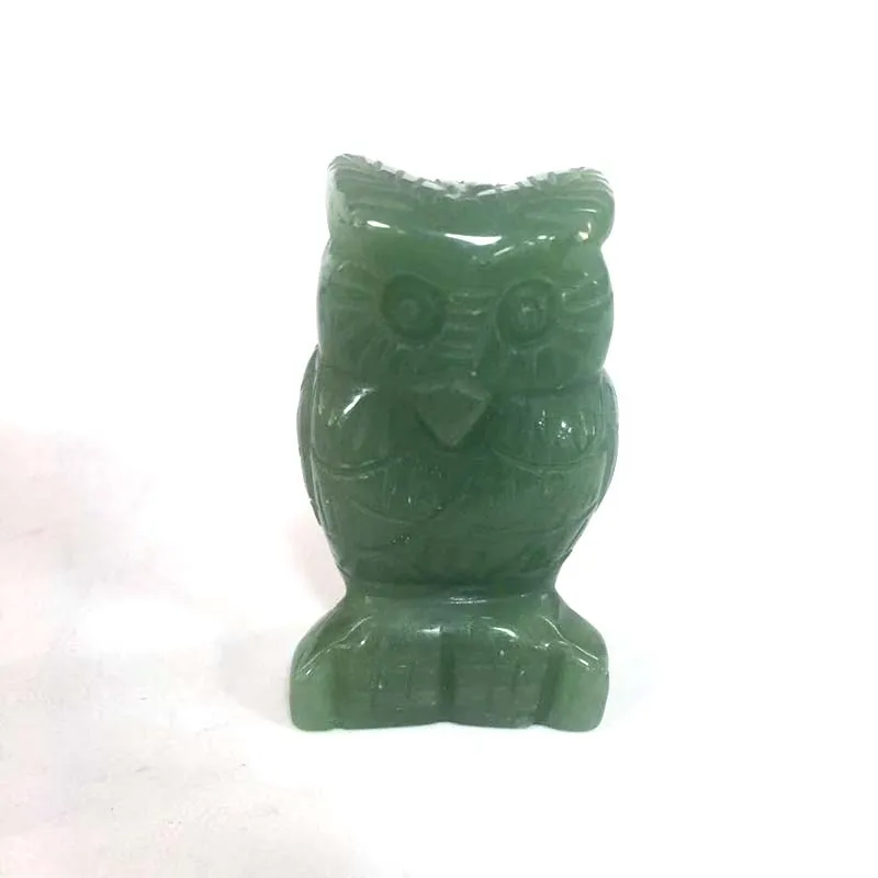 green aventurine Резная статуя орла, Статуэтка из натурального хрусталя, ручная работа, натуральный камень, Исцеление Рейки, мини-Фигурка Совы для дома, Decora XY - Цвет: green aventurine