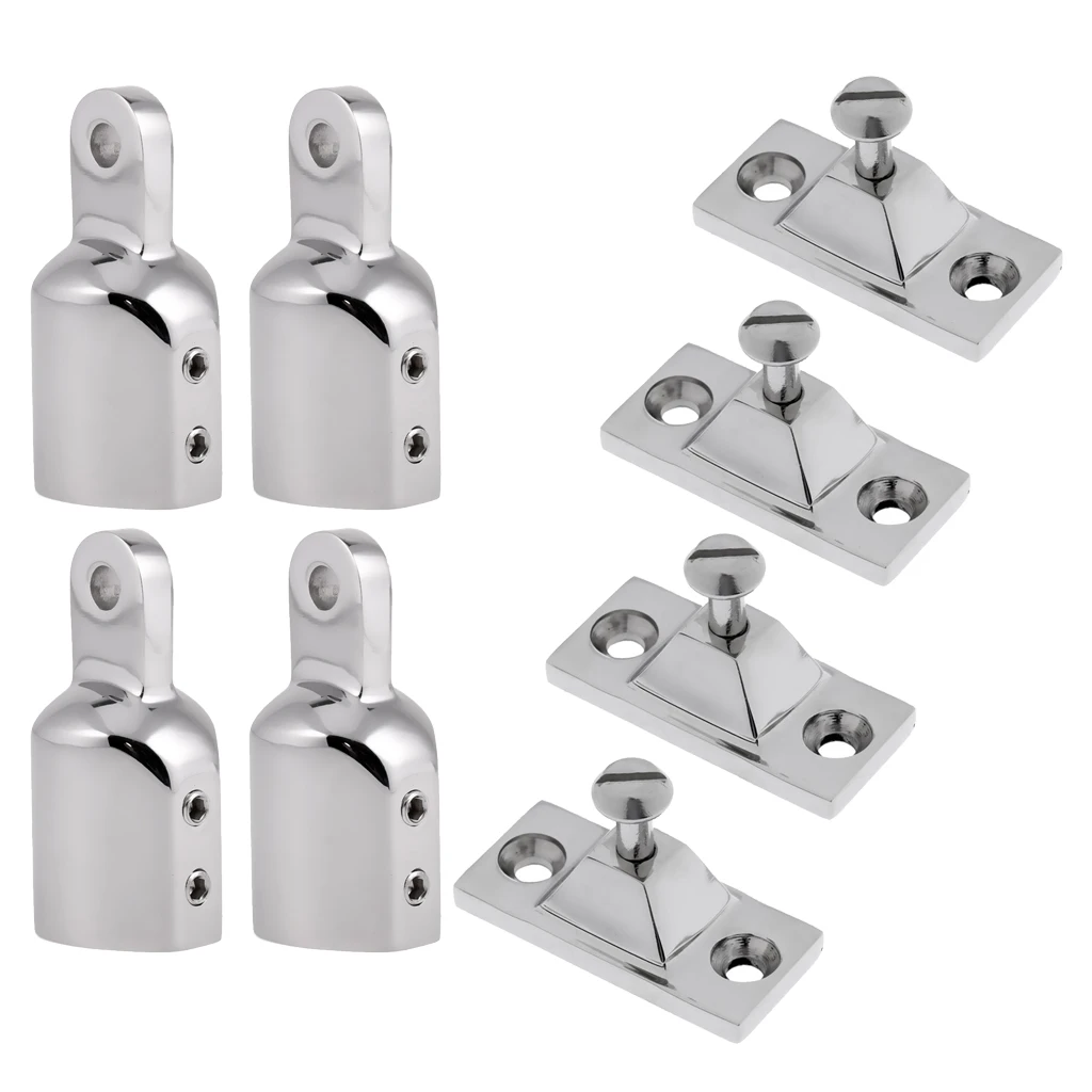 8x Solid Boat Bimini Top Cap External Pipe Eye End 25mm 1 inch Tube Deck Hinge - High Quality Canopy Hardware