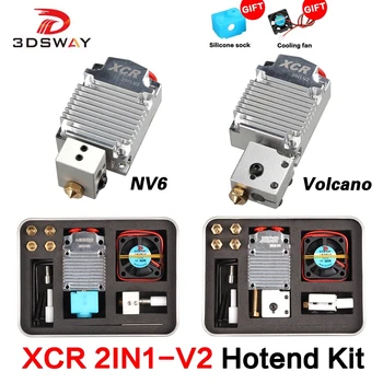 

3DSWAY 3D Printer Part XCR 2IN1-V2 Color Switching Hotend Two Color NV6 Heated 0.4/1.75 Volcano Nozzle 0.8 Silicone Sock and Fan