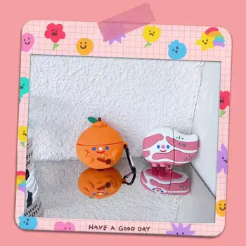 

3D Soft Silicone Cartoon Cute Orange With A Guitar/Streaky Pork Earphone Case For Airpods1/2 Pro Buy One Get Anti-Lost Ring Free