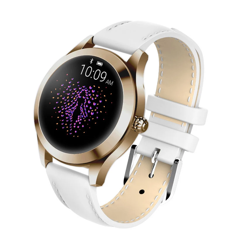 White Gold IP68 Водонепроницаемые Смарт-часы для женщин Прекрасный браслет монитор сердечного ритма мониторинг сна Smartwatch подключение IOS Android KW10 band - Цвет: White Gold