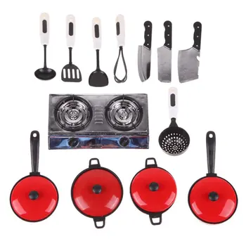 

Children's Kitchen Toys Early Education Toys Simulation 13-piece Set Red Tableware Set Cooking Tools PVC Girl