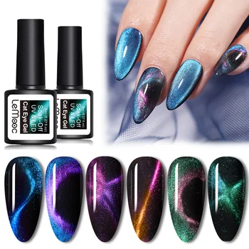 

LEMOOC Cat Eye Nail Gel Polish 9D Laser Magnet Varnishes Soak Off UV LED Shimmer Magnetic Lacquers Shiny Beauty Design Polishes