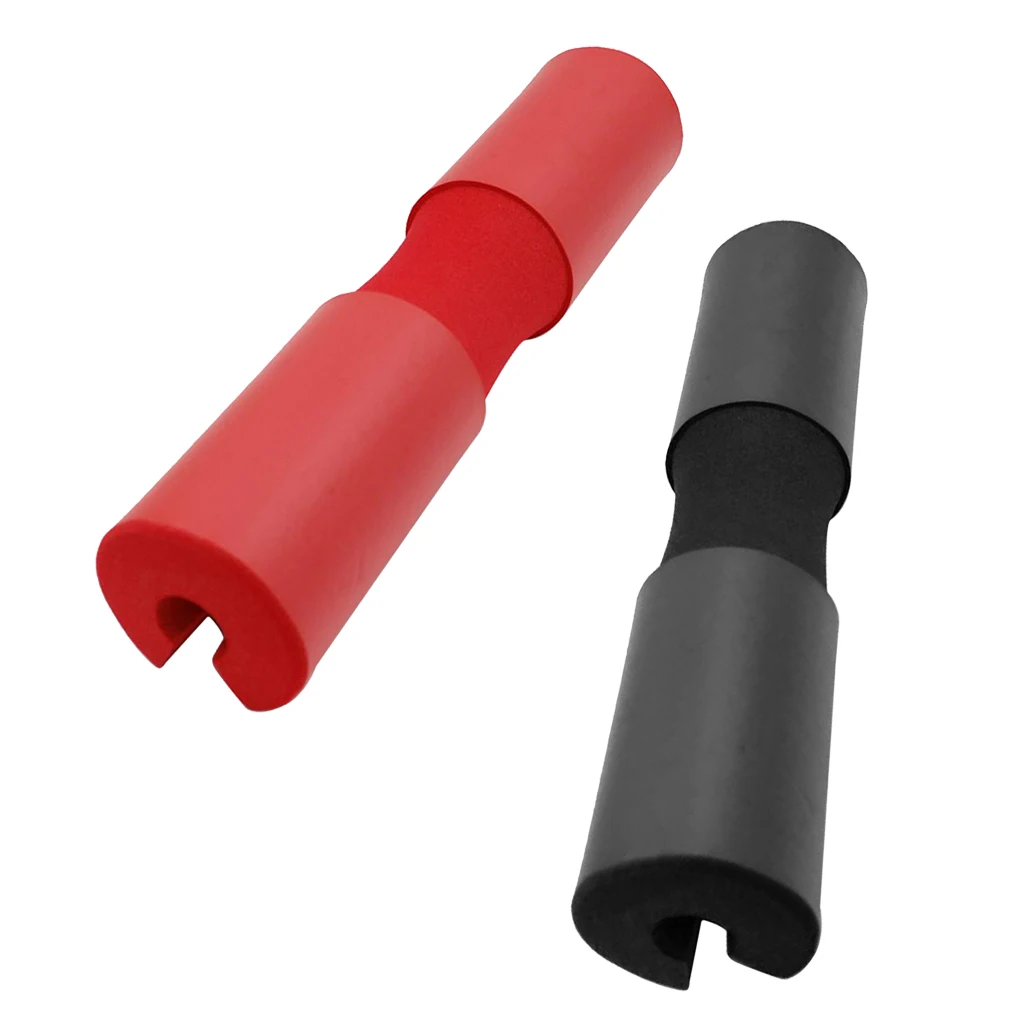 2 Pieces Barbell Squat Pad, Weight Cushion Support Gym Barbell Pad for Standard and Olympic Squat Bar Red and Black