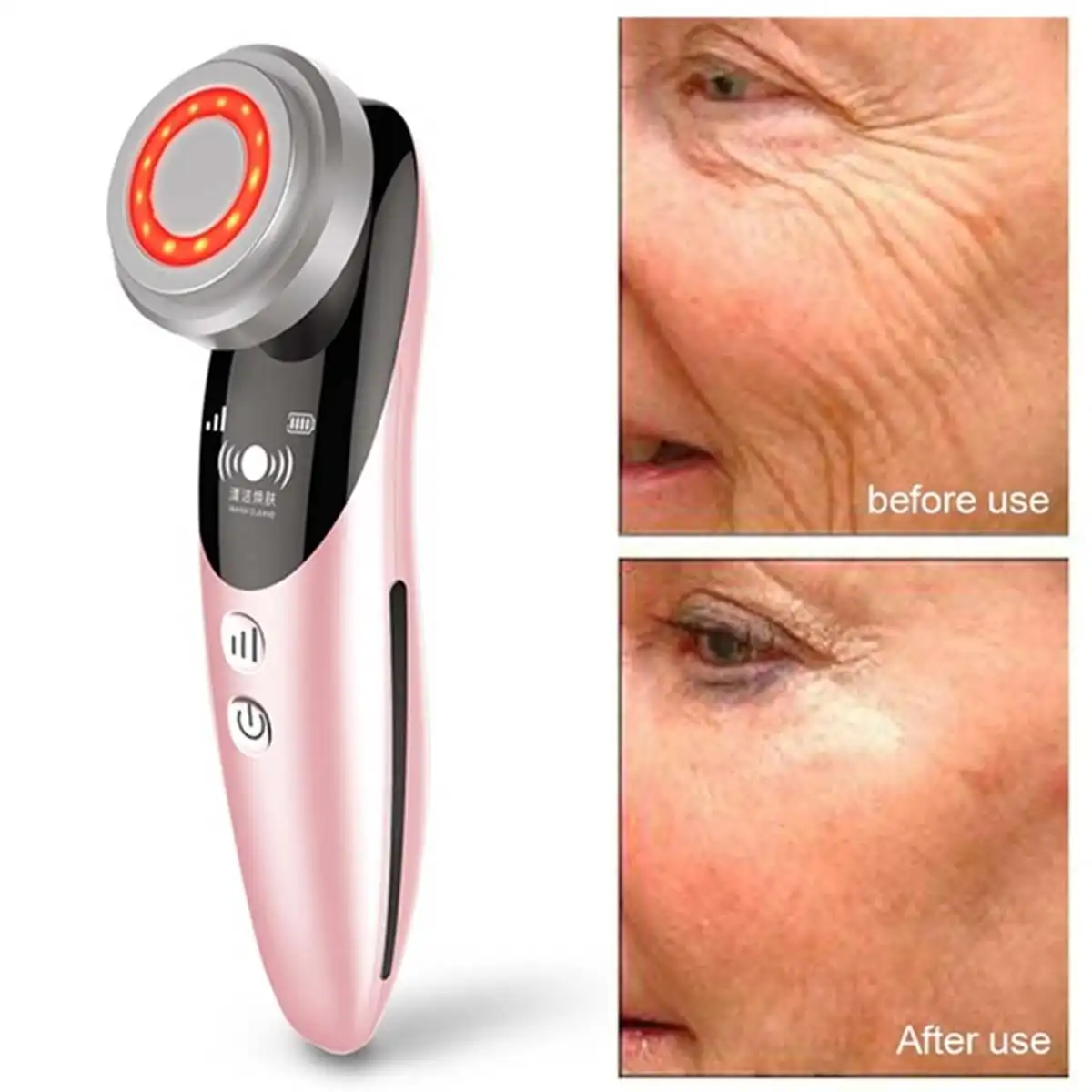 NEW 45°C Heating Ultrasonic Vibration EMS Micro-Current Whitening Anti-Wrinkles Freckles Removal Facial Beauty Instrument USB