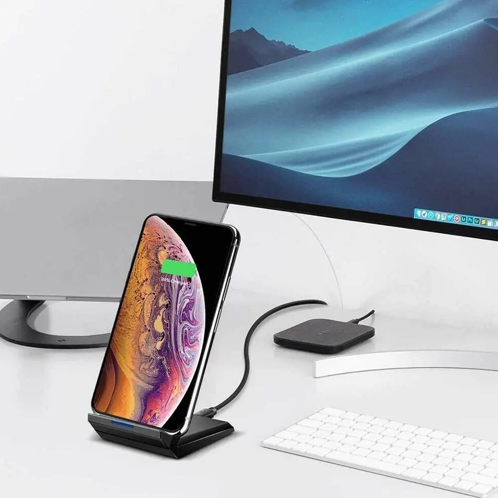 Беспроводное зарядное устройство Qi 15 Вт подставка для iPhone 12 11 Pro XS MAX XR X 8 Samsung S21 S20