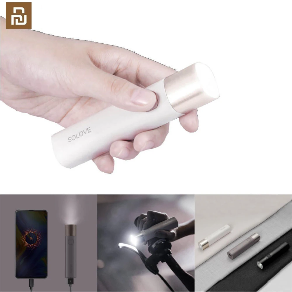 SOLOVE minilinterna LED X3 Original, recargable por USB, brillo EDC, batería externa de 3000mAh