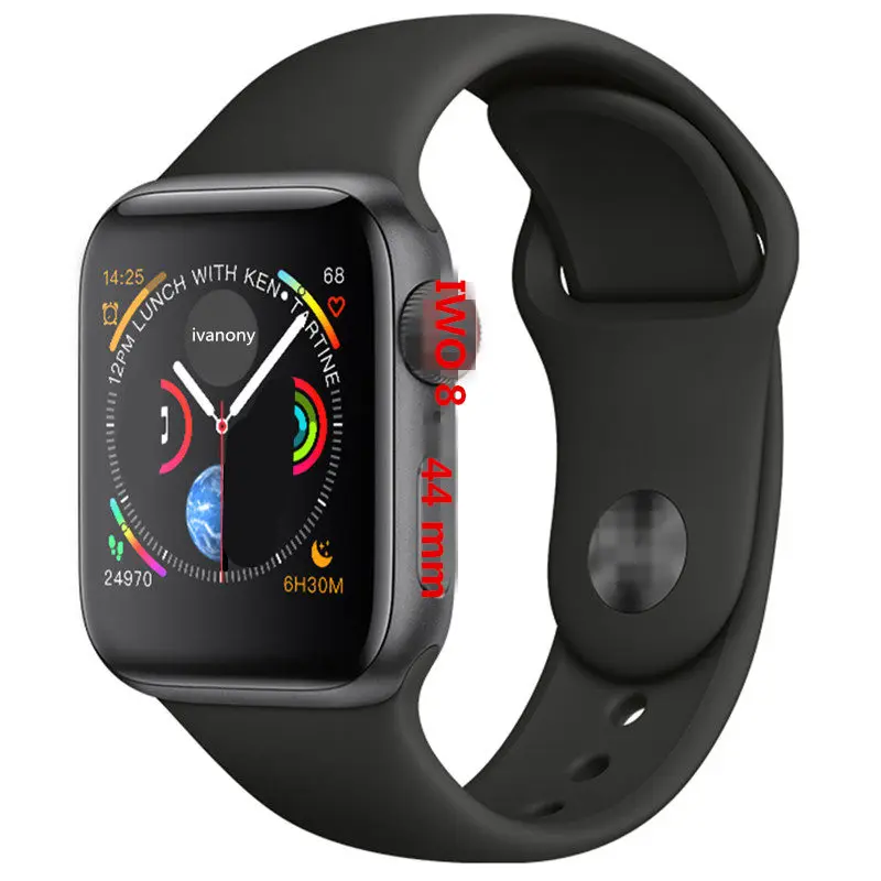 Black Смарт Браслет для проверки сердечного ритма 8 44 мм Reloj Inteligente Hombre IWO 8 44 мм s rie 4 Smartwatch для мужчин и женщин ECG поддержка сердечного ритма Whatsapp напоминание - Цвет: Black