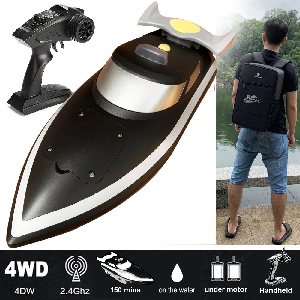 2.4G Remote Control Fishing Bait Boat Pull Net Electric Watercraft  LED Light Endurance-150Mins Camping Helper w/ Travle Bag