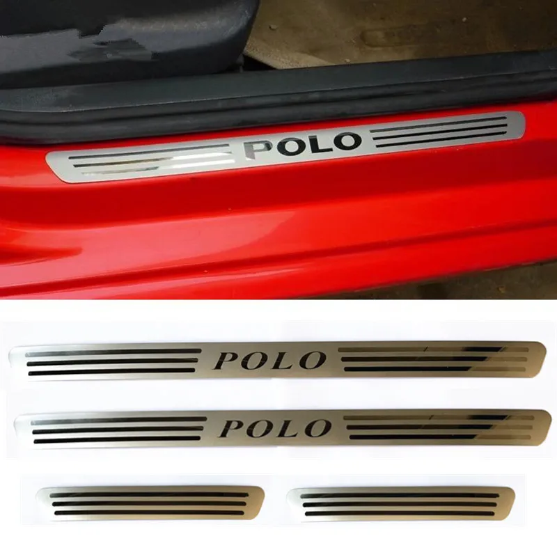 For 2011- Volkswagen POLO hatchback stainless steel Ultra-thin Scuff Plate/door cover outside door sill Car styling