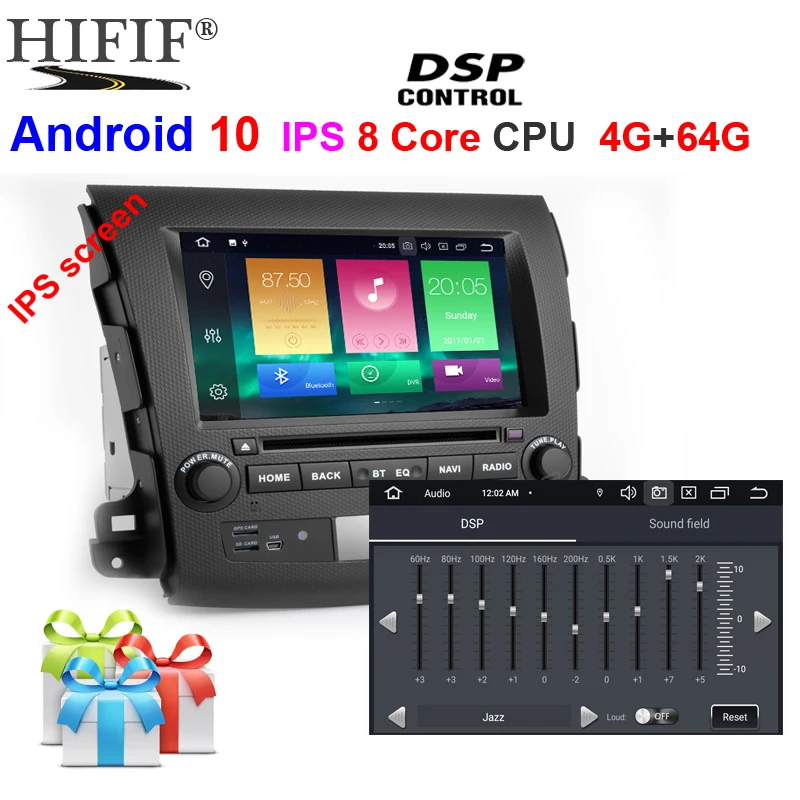 

8" IPS SCREEN DSP Android 10 4G RAM Car DVD PLAYER For Mitsubishi Outlander GPS stereo RADIO receiver navigation PC