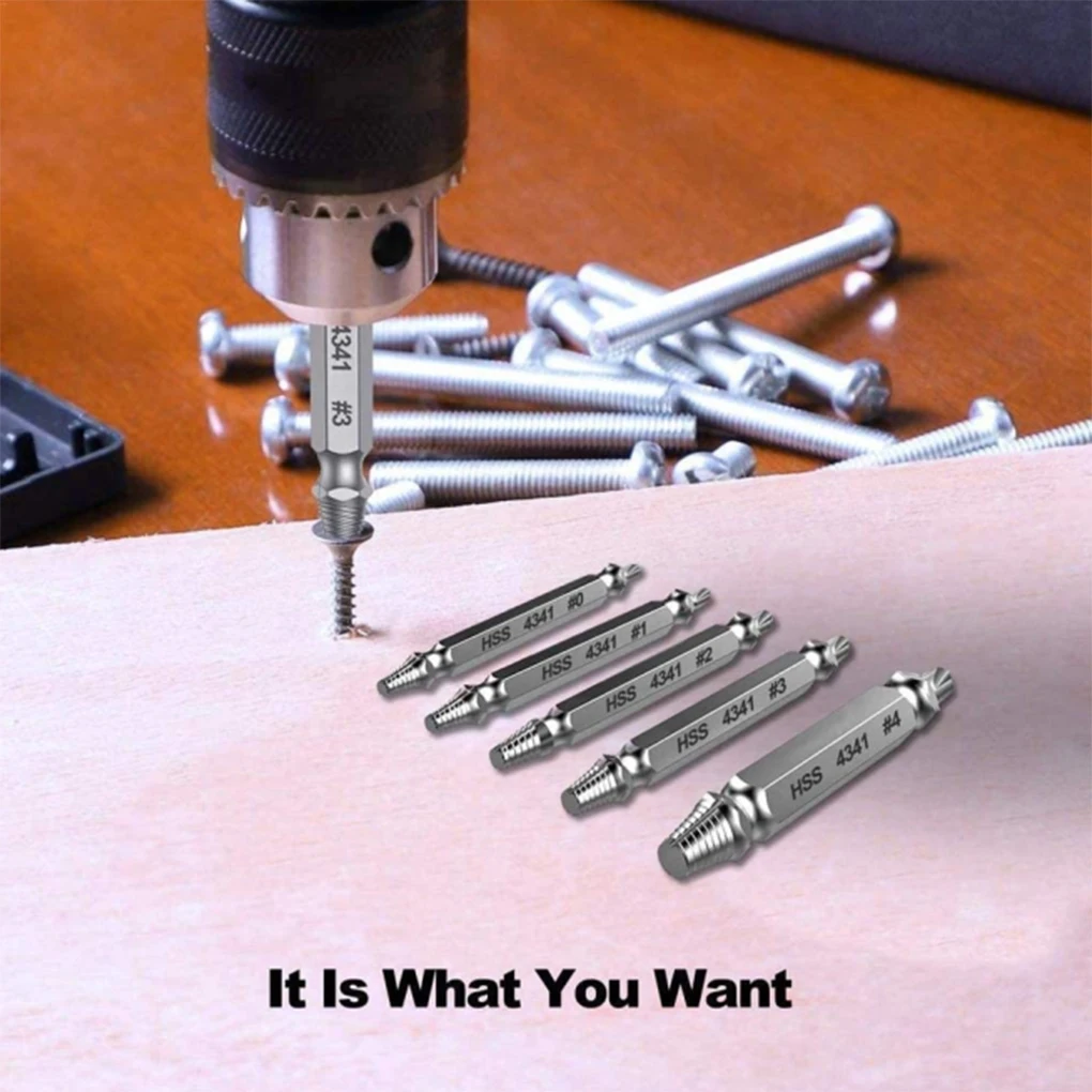 5 Pcs/set Damaged Screw Extractor Drill Bit Set Stripped Broken Screw Bolt Remover Extractor Easily Take Out Demolition Tools