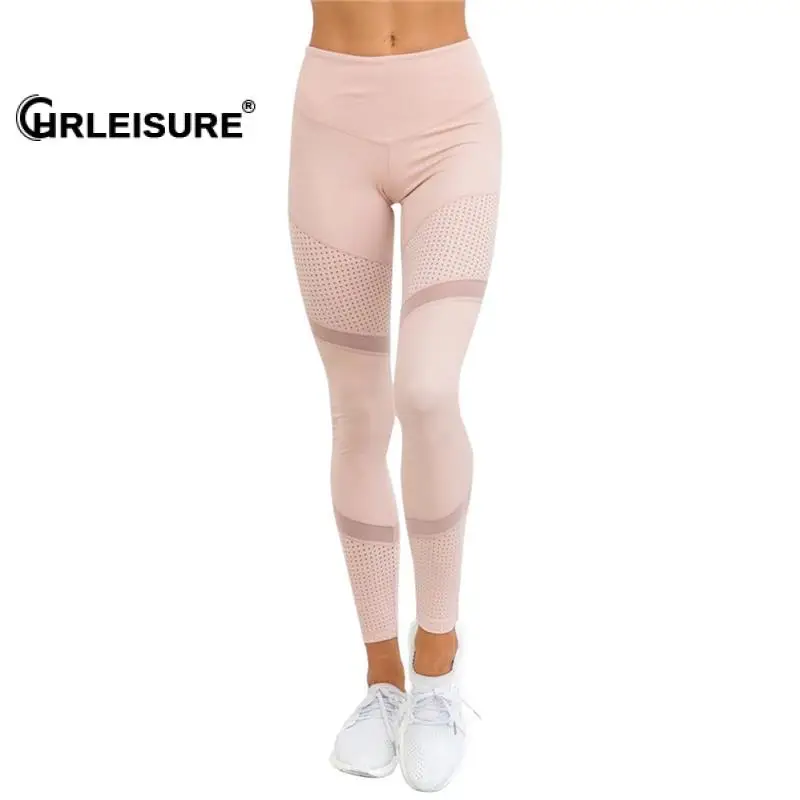 

CHRLEISURE Fitness Leggings Women Workout Mesh Stitching Legging Anti Cellulite Push Up High Waist Pants Slim Breathable