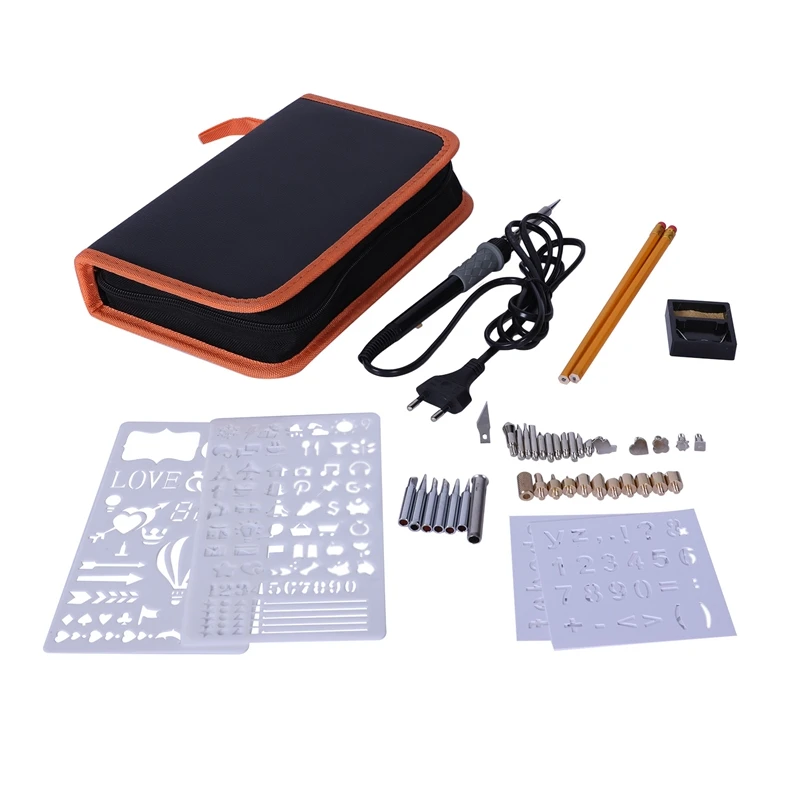 

Eu Plug Wood Burning Kit,46Pcs Professional Pyrography Pen Set 60W/110V Temperature Adjustable On-Off Switch Tool