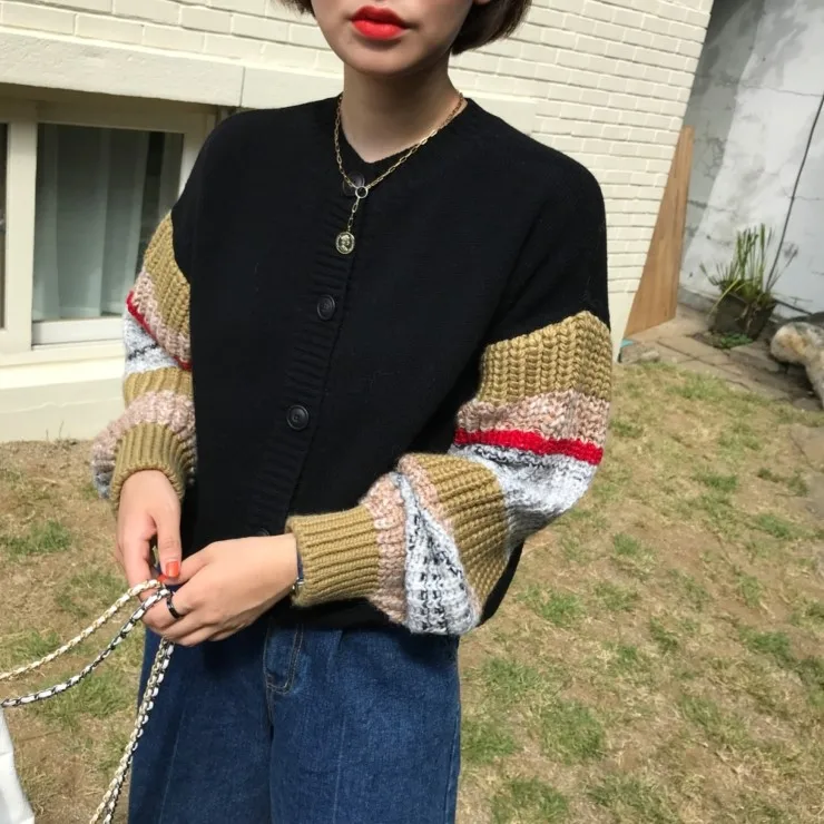WHITNEY WANG осень зима модный корейский стиль пэчворк свитер женский джемпер pull femme sueter mujer invierno
