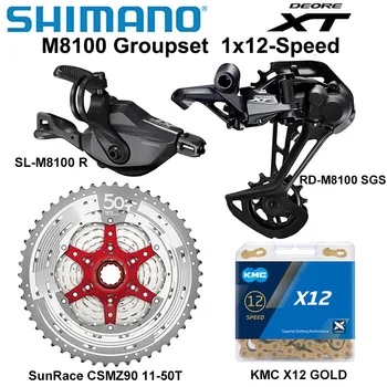 

SHIMANO DEORE XT M8100 Groupset MTB Mountain Bike 1x12-Speed CSMZ90 11-50T SL+RD+CSMZ90+X12 M8100 shifter Rear Derailleur 4 PCS