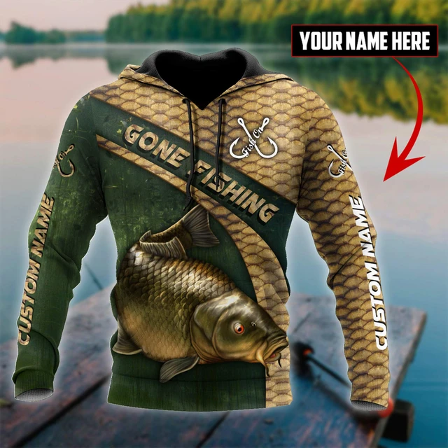 Custom name Carp Fishing Skin Camo 3D Printing Men's Hoodie & Sweatshirt  Autumn Unisex Zip Hoodie