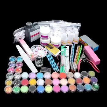 

Hot Nail Manicure Set Pro Acrylic Kit With Acrylic Liquid Nail Glitter Powder Nail Tips Decoration Acrylic Brush Nail Tool Kit