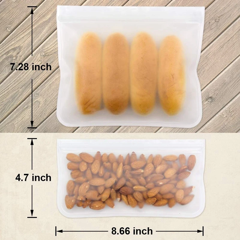 Promotion! Biodegradable Reusable Storage Bags-6 Pack Freezer Bag(4 Reusable Sandwich Bag&2 Reusable Snack Bag)-Extra Thick Lunc