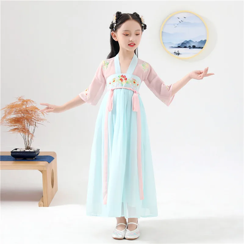Костюм ханьфу для девочек шифоновая юбка в китайском стиле| |