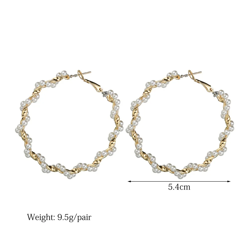 

Korean ins cold wind fairy temperament personality hundred-set pearl around the ring exaggerated large circle earringearring