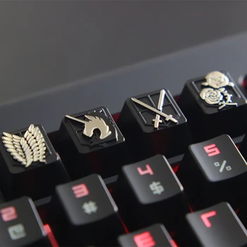 DIY Keycaps Anime Zinc-aluminum mechanical keyboard key cap for Attack on Titan Personalization PC mechanical keyboard R4 height 1