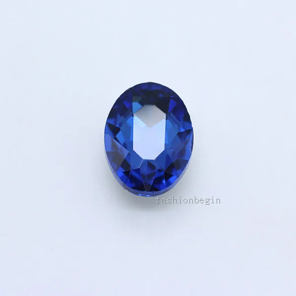 mid sapphire 20p 10x14 мм Овальный цвет с заостренным фольгированным дном обратно граненые хрустальные стразы Драгоценности обувь, сумка, одежда, заколка для волос ремесло стеклянный модный камень - Цвет: mid sapphire