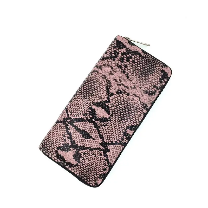 KANDRA Python Leather Long Wallet Women Snake Skin Print Ladies Wallets Zipper Phone Pouch Clutch Purse Card Holder Female Purse