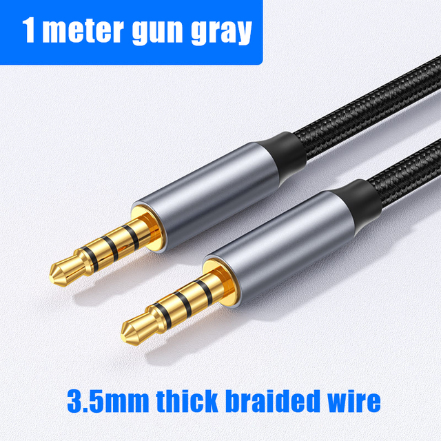 4 Pole Male to Male Extension Cable with Microphone Stereo Audio Adapter Compatible for iPhone iPad Smartphones Tablet