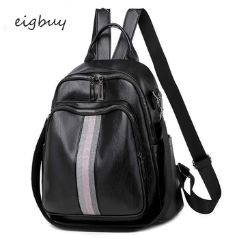 

Women Small Backpack Famous Brand Classic Zipper Solid Pu Black Vintage Backpacks For Teenage Girls Mochila Feminina Bookbag