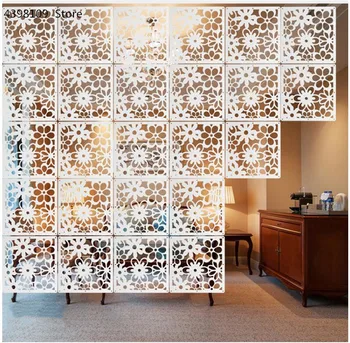 

Room partition screen white PVC hanging screen multi-function living room porch folding hollow partition curtain home decoration