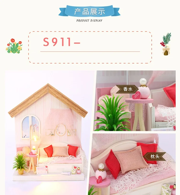 Мебель domek dla lalek Миниатюрный Кукольный Домик diy poppenhuis игрушки для детей развивающие деревянные Большие кукольные дома Рождество