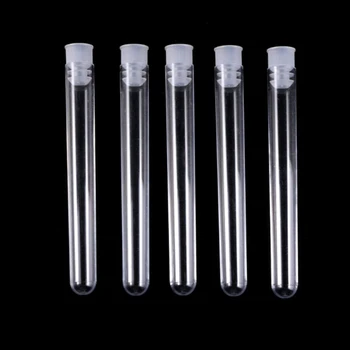 

50pcs Transparent Pack Lab Clear Plastic Test Tube Round Bottom Tube Vial With Cap School Educational Supplies 12x100/12x75mm