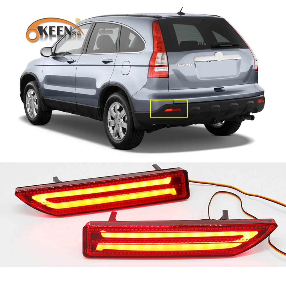 2Pcs For Honda CRV CR-V 2007 2008 2009 Led Rear Bumper Reflector Lights Fog Lamp Brake Taillight Light