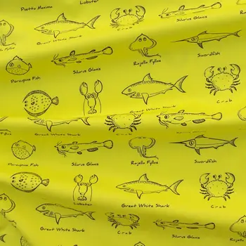 

1 yard fish on yellow background printed Cotton Woven Fabric (width=140cm)