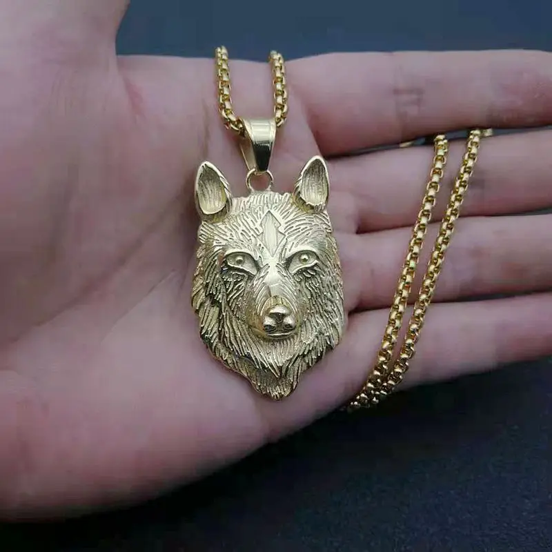 Creative Silver Gold Color Wolf Head 
