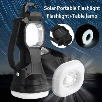 

LED Spotlight Flashlight Work Lamp Solar Rechargeable Torch Handheld Searchlight USB Emergency Light Outdoor Fishing Light