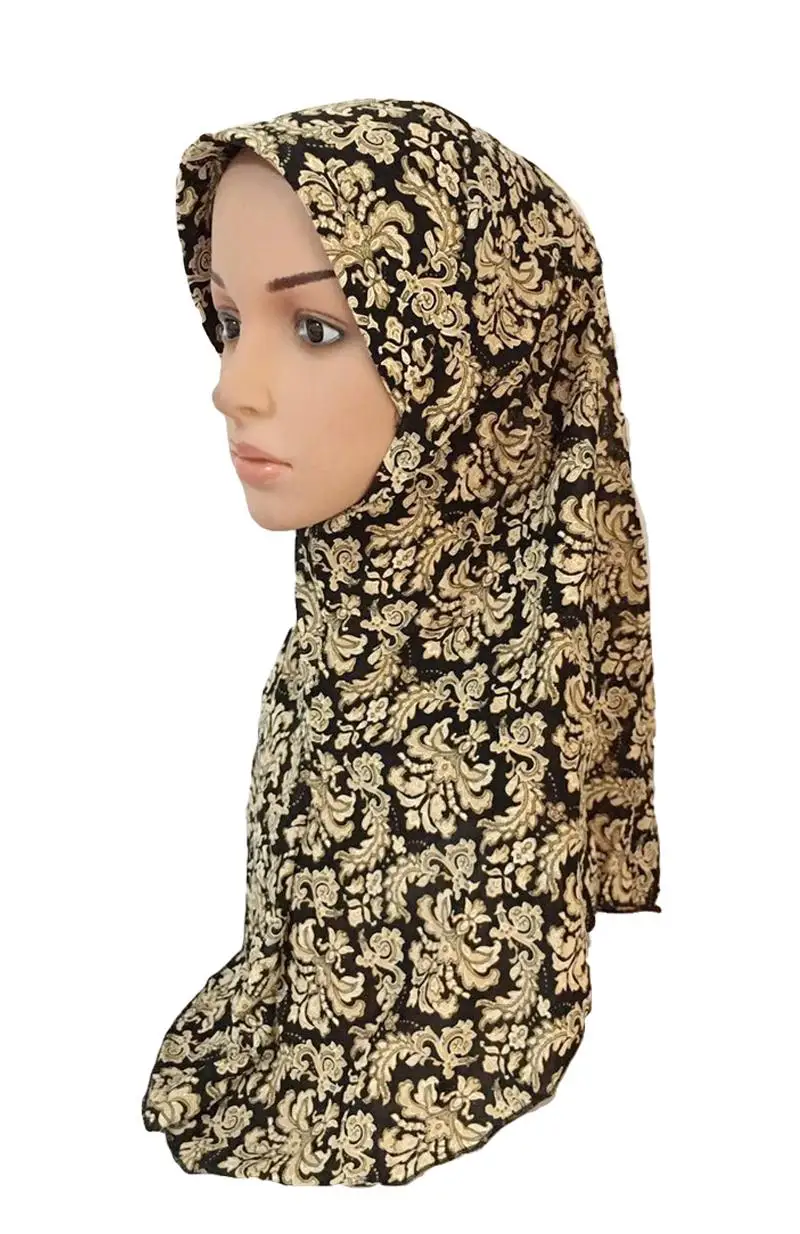 Muslim Women One Piece Hijab Hat Islamic Amira Headscarf Head Wrap Shawl Neck Covers Turban Arab Bandanas Accessories Fashion - Цвет: Black Khaki