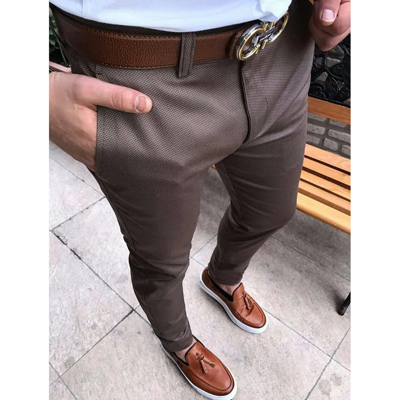 Четыре сезона осенние модные мужские повседневные деловые облегающие однотонные деловые длинные элегантные брюки на молнии