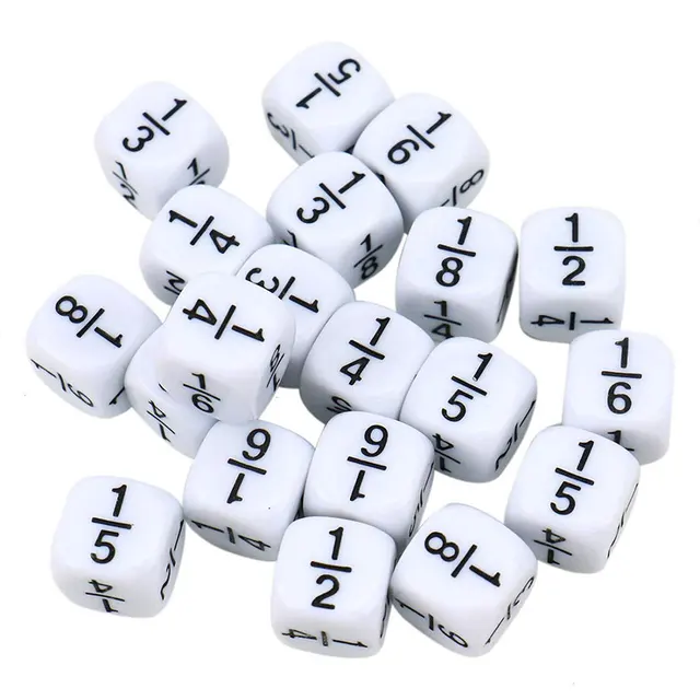 10 Pcs/set Fraction Dice White 16*16mm Fractional Number Dices Montessori Educational Kids Math Toys for Children Games Toys 3