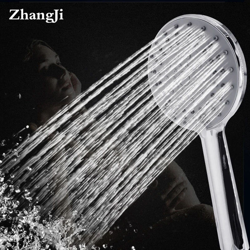 

Zhangji 5 Modes Adjustment Shower Head with Chrome Plating silicone Spray Nozzle Removable Scale Round Big Panel Rain Showerhead