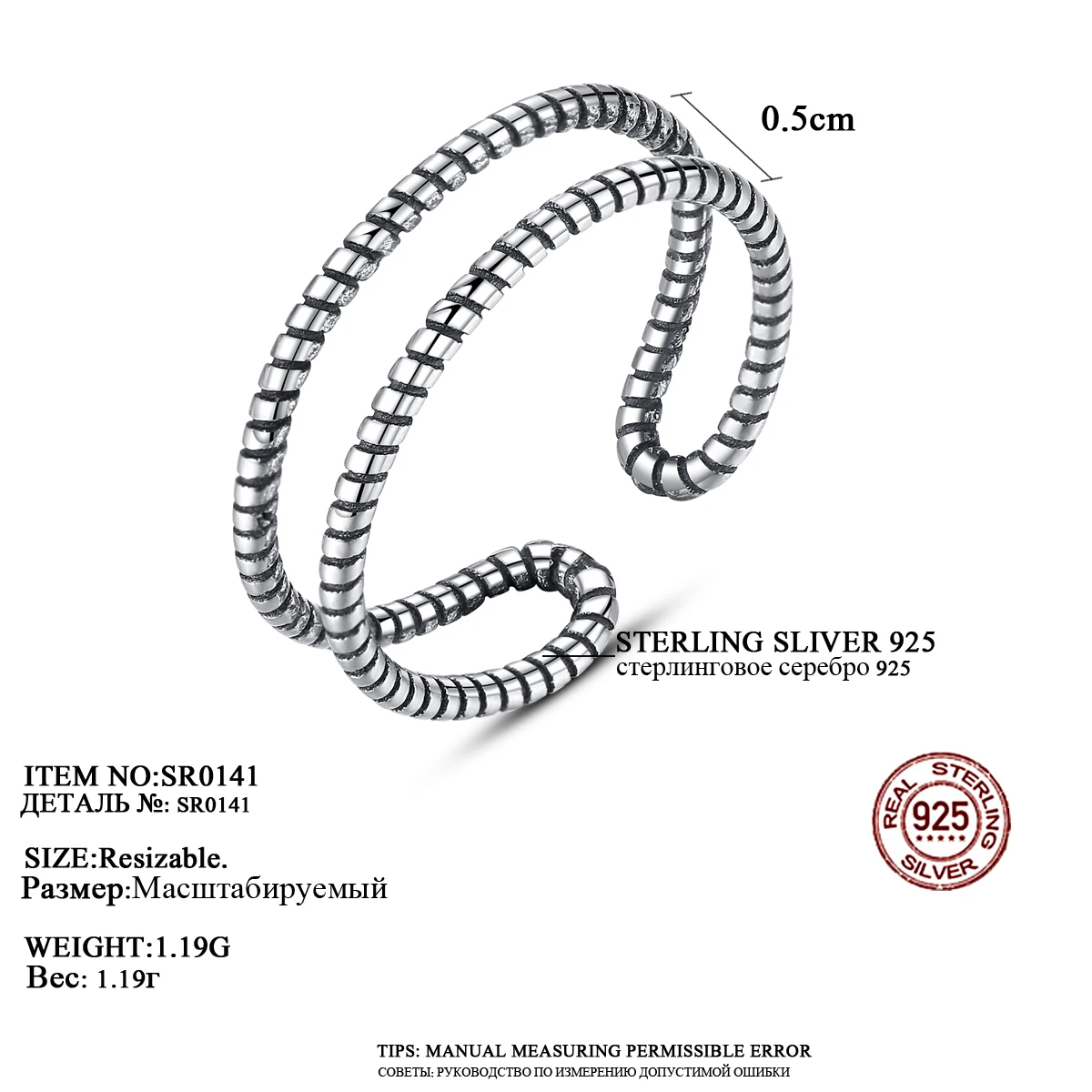 Gem&Time, 925 пробы, серебряное кольцо с тиснением, кольцо на палец, винтажный стиль, Полые Регулируемые кольца, хорошее ювелирное изделие SR0243