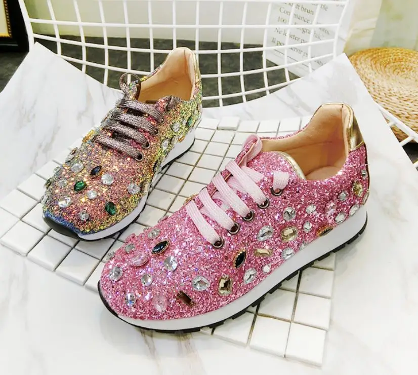 Корейская версия Весенняя Новинка цветные блестки Стразы с старины повседневная