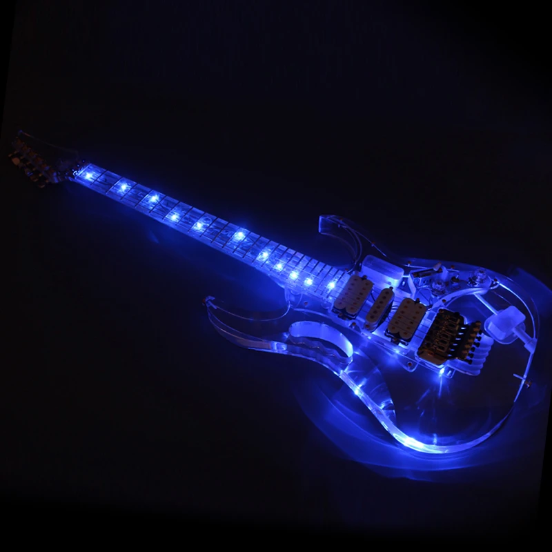 Good quality acrylic electric guitar with blue light free shipping blue led light electricas